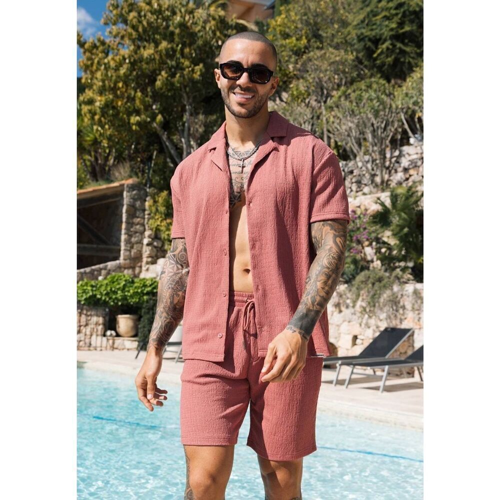 Mauvais Elvissa Relaxed Fit Textured Short Sleeved Shirt in Canyon Sz 5XL